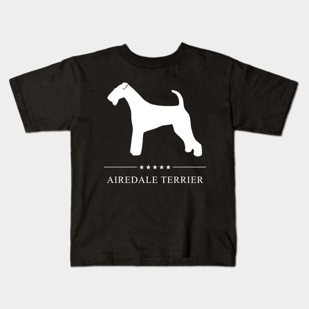 Airedale Terrier Dog White Silhouette Kids T-Shirt by millersye